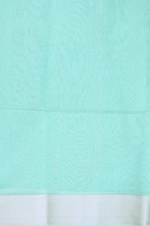 Maheswari Silk Cotton Saree In Turkish Blue With Checks Design