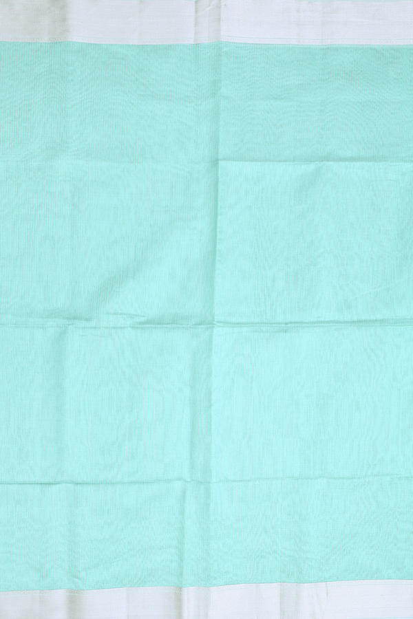 Maheswari Silk Cotton Saree In Turkish Blue With Checks Design