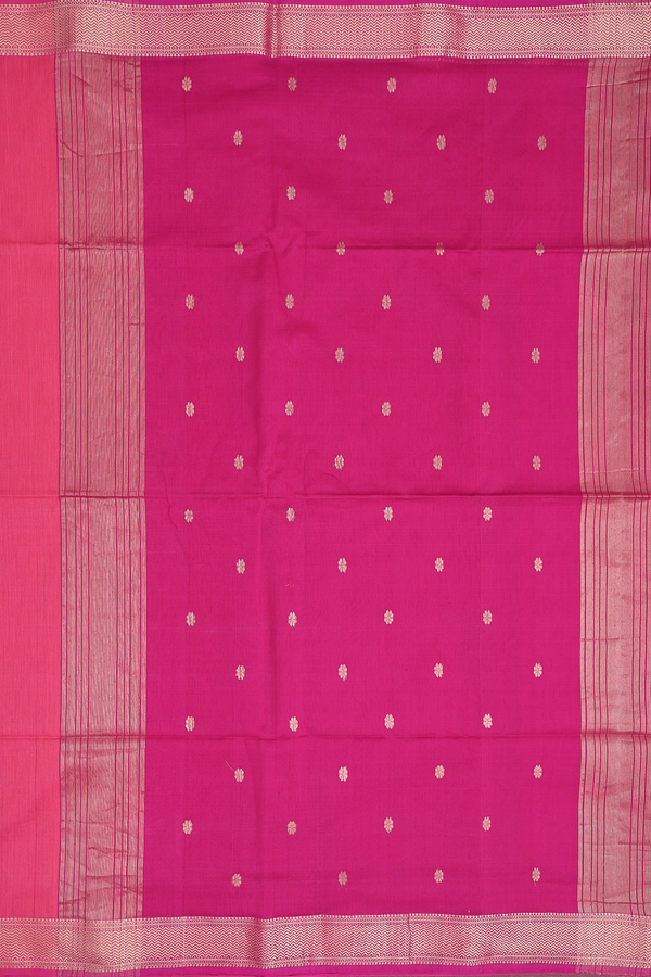 Maheswari Silk Cotton Saree In Pink With Floral Buttas