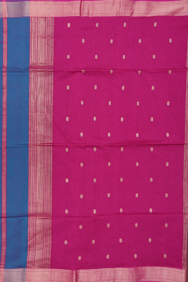 Maheswari Silk Cotton Saree In Blue With Floral Buttas