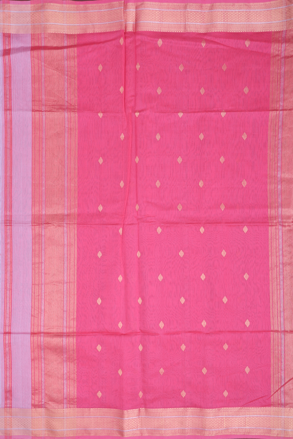 Maheswari Silk Cotton Saree In Dual Tone With Zari Buttas