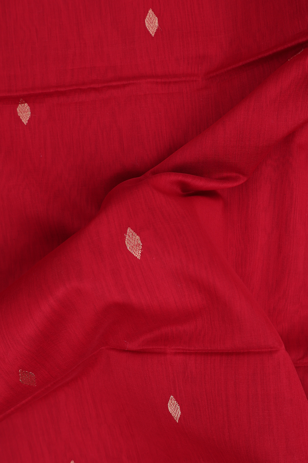 Maheswari Silk Cotton Saree In Crimson Red With Zari Buttas