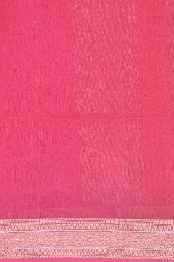Maheswari Silk Cotton Saree In Bright Orange With Zari Buttas