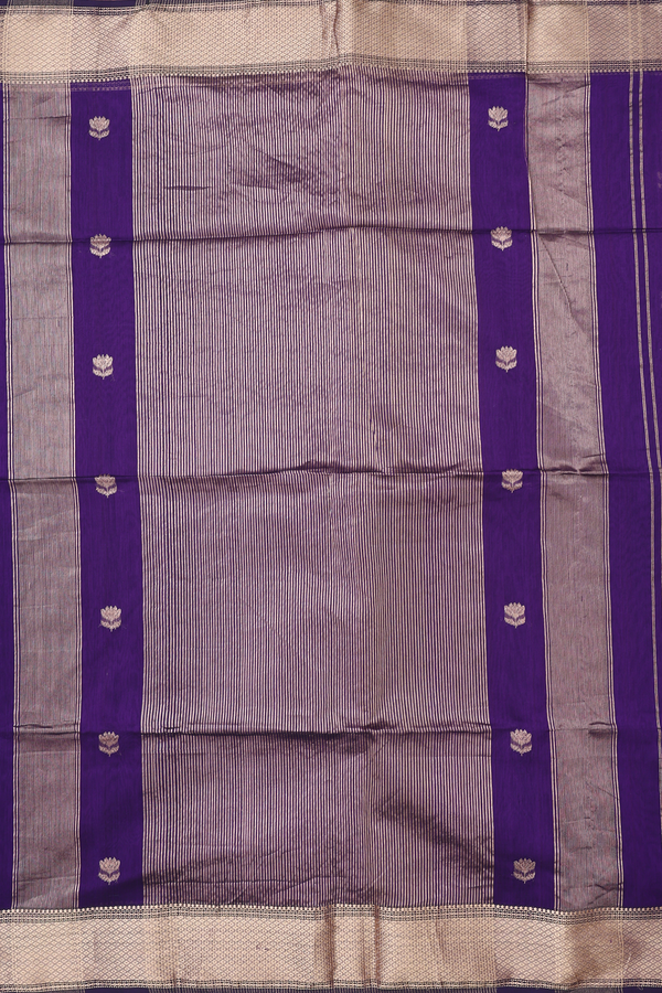 Maheswari Silk Cotton Saree In Regal Purple With Floral Buttas