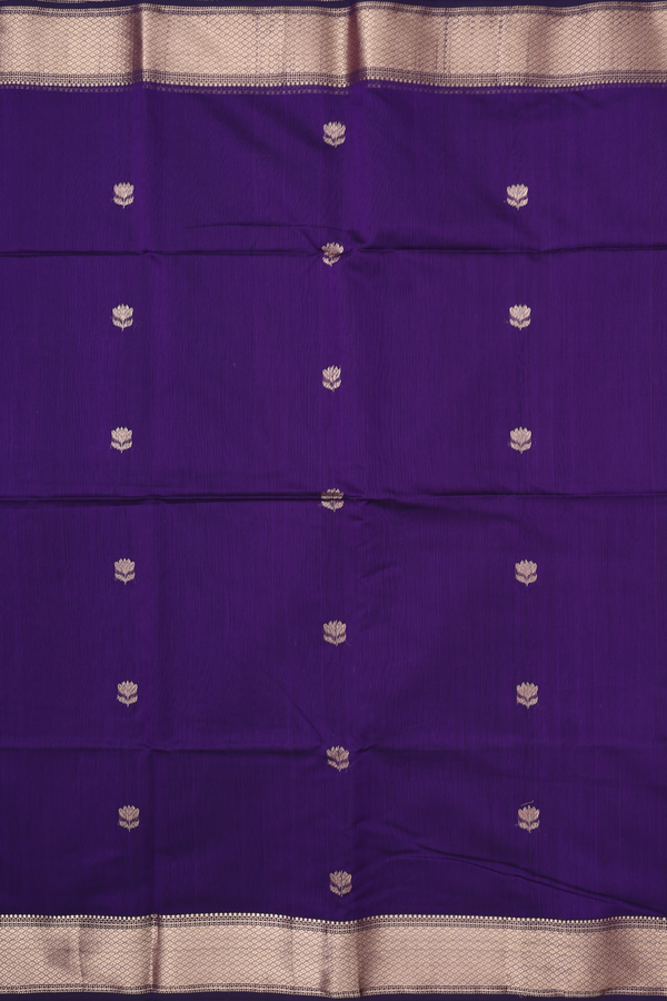 Maheswari Silk Cotton Saree In Regal Purple With Floral Buttas