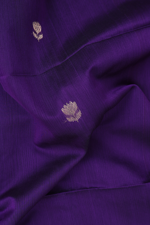 Maheswari Silk Cotton Saree In Regal Purple With Floral Buttas