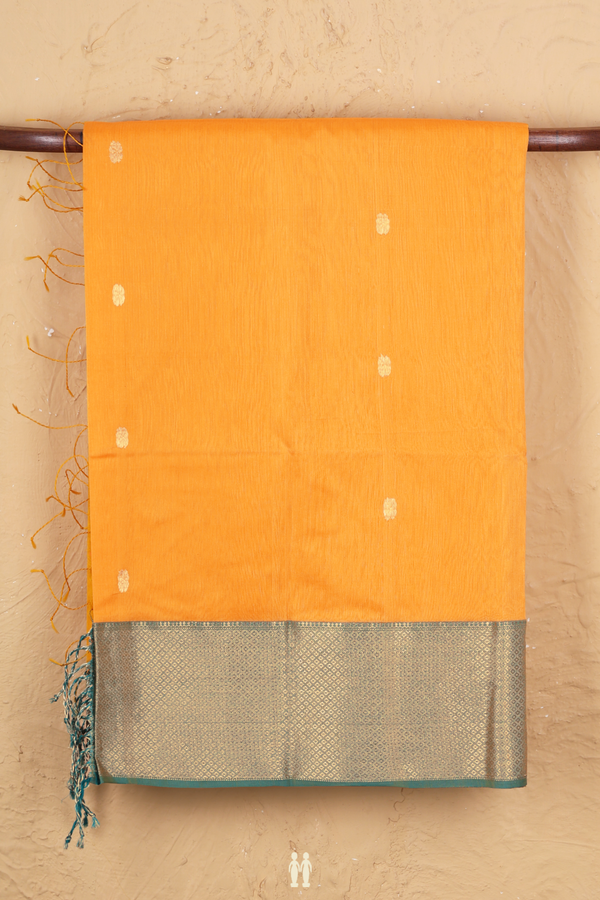 Maheswari Silk Cotton Saree In Yellow With Floral Buttas