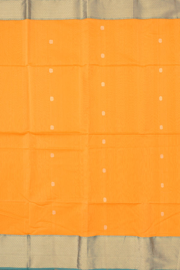 Maheswari Silk Cotton Saree In Yellow With Floral Buttas