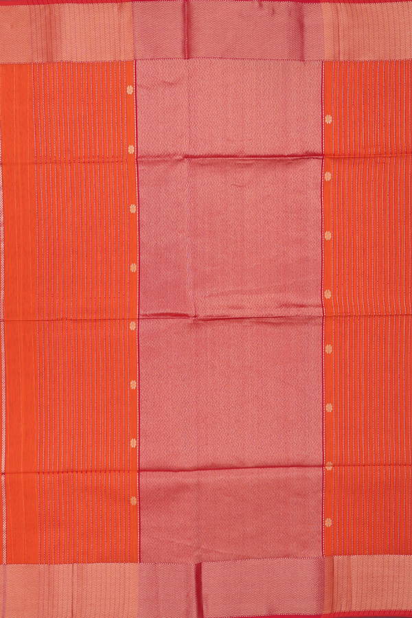 Maheswari Silk Cotton Saree In Orange With Floral Buttas