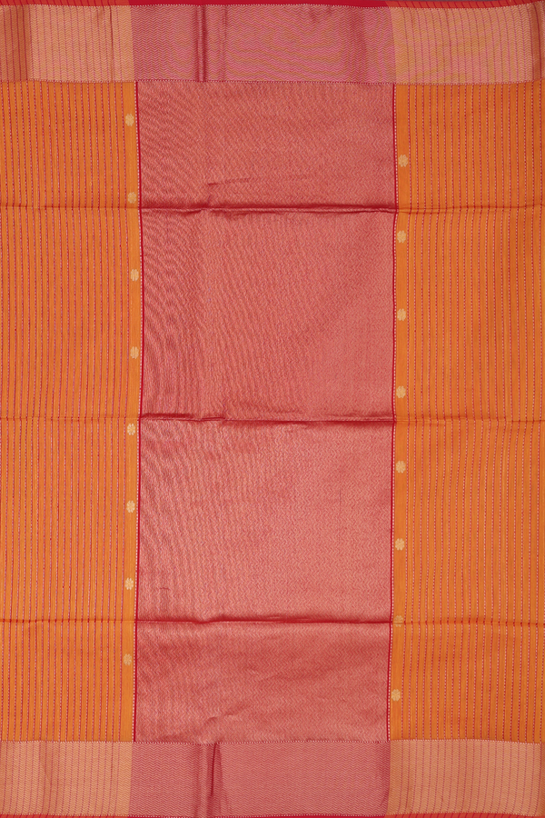 Maheswari Silk Cotton Saree In Orange With Floral Buttas