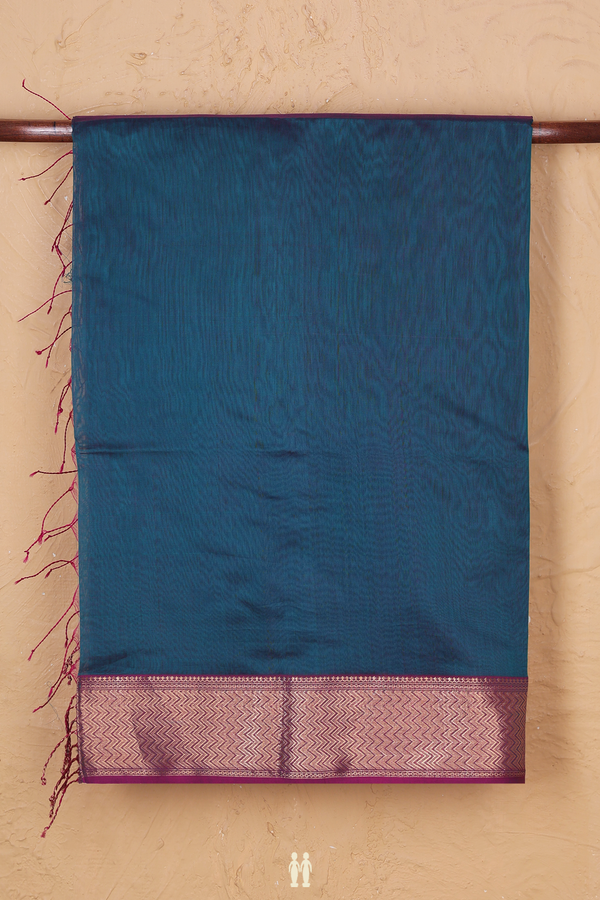 Maheswari Silk Cotton Saree In Dual Tone With Chevron Border