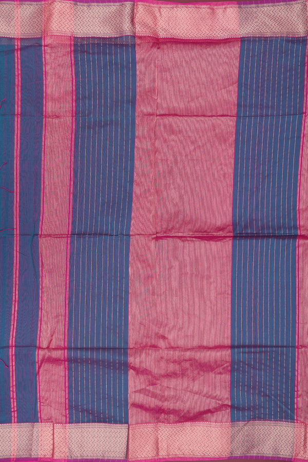 Maheswari Silk Cotton Saree In Dual Tone With Chevron Border