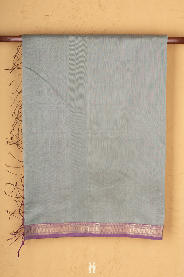 Maheswari Silk Cotton Saree In Green With Zari Border