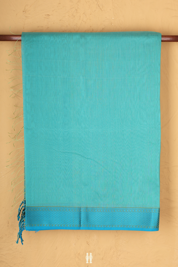 Maheswari Silk Cotton Saree Green With Threadwork Border
