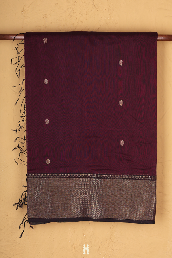 Maheswari Silk Cotton Saree In Plum Purple With Floral Buttas