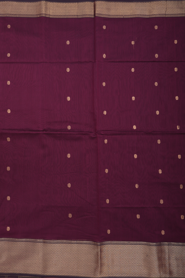 Maheswari Silk Cotton Saree In Plum Purple With Floral Buttas