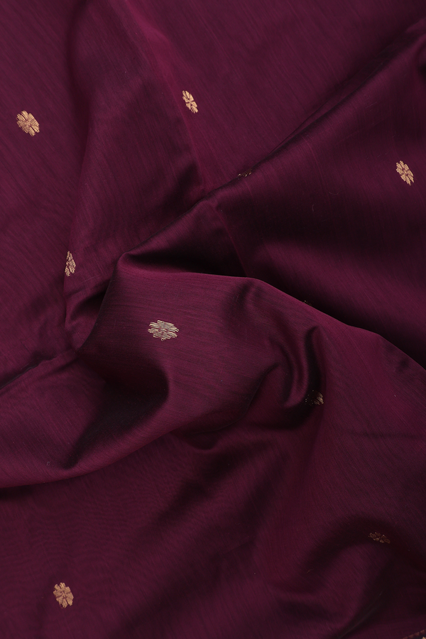 Maheswari Silk Cotton Saree In Plum Purple With Floral Buttas