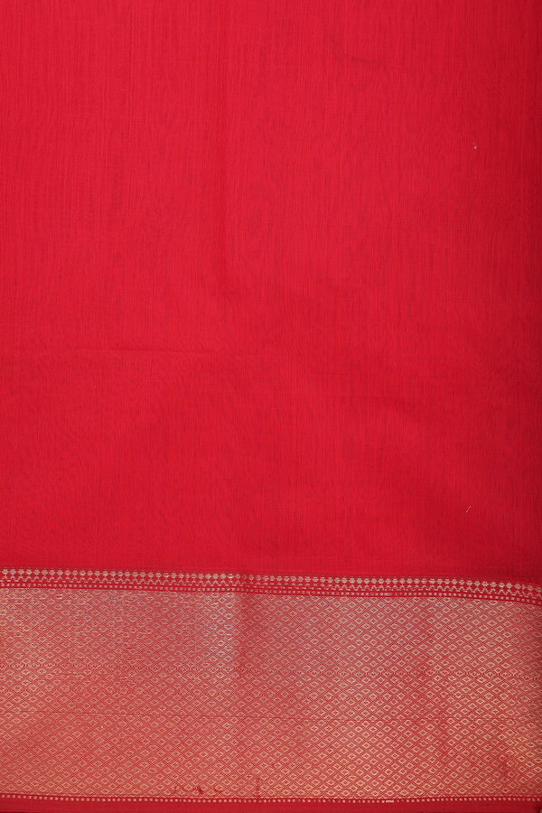 Maheswari Silk Cotton Saree In Red With Floral Buttas