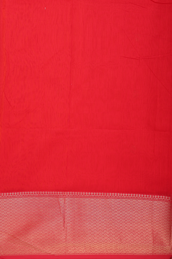 Maheswari Silk Cotton Saree In Orange With Floral Buttas