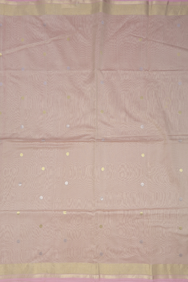Maheswari Silk Cotton Saree In Tan Brown With Zari Buttas