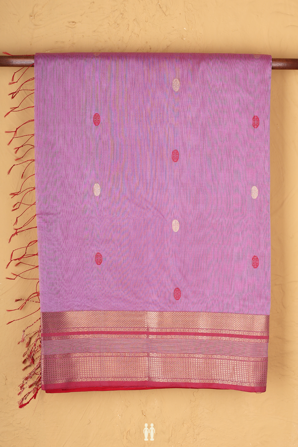 Maheswari Silk Cotton Saree In Purple With Floral Buttas