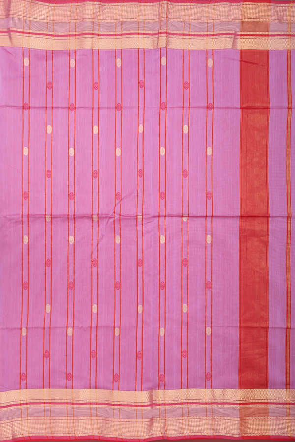 Maheswari Silk Cotton Saree In Purple With Floral Buttas