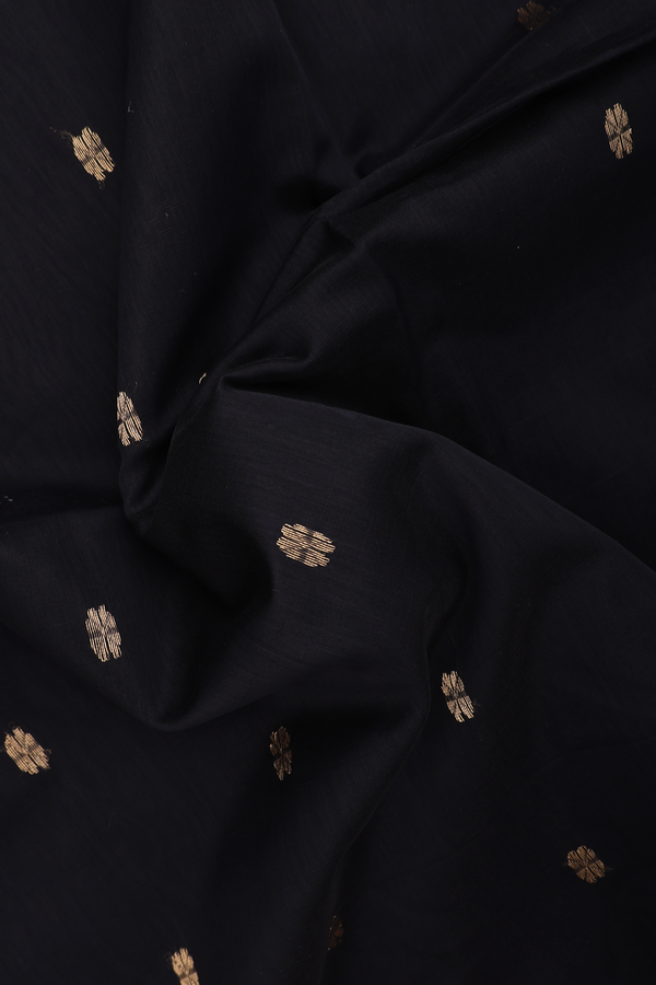 Maheswari Silk Cotton Saree In Black With Floral Buttas