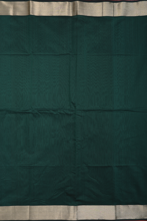 Maheswari Silk Cotton Saree In Bottle Green With Zari Border