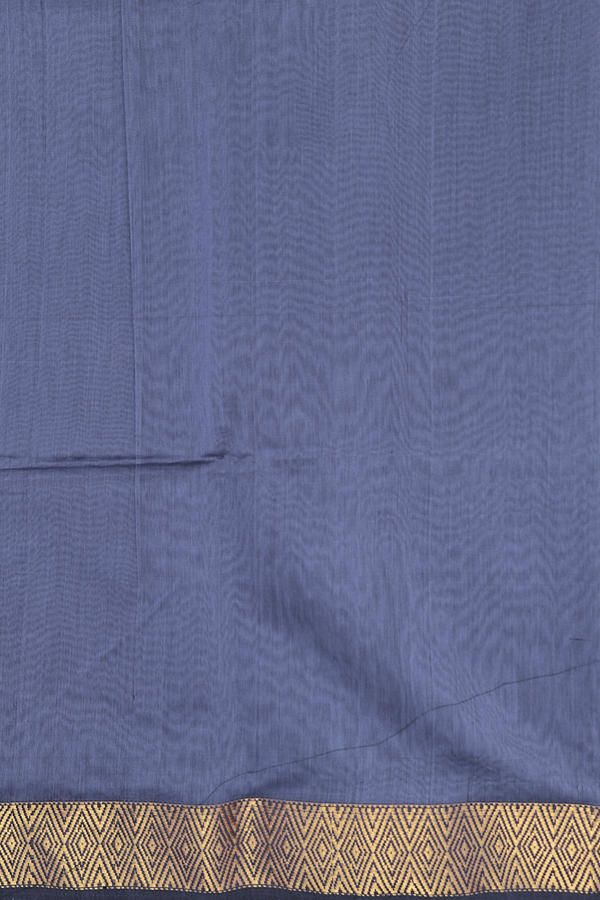 Maheswari Silk Cotton Saree In Space Blue With Zari Buttas