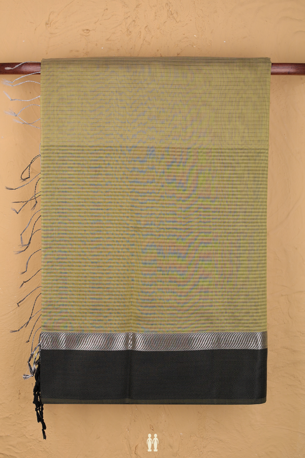 Maheswari Silk Cotton Saree In Green With Stripes Design