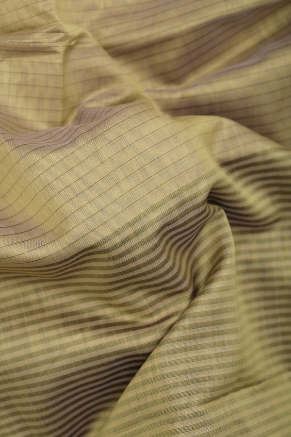 Maheswari Silk Cotton Saree In Green With Stripes Design