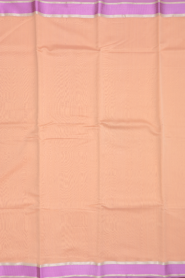 Maheswari Silk Cotton Saree Blush Orange With Contrast Borde