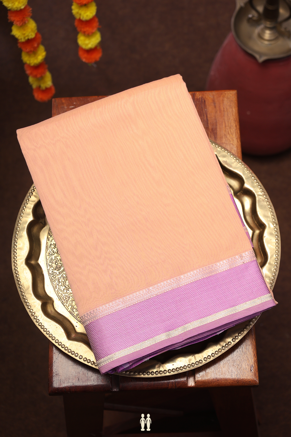 Maheswari Silk Cotton Saree Blush Orange With Contrast Borde