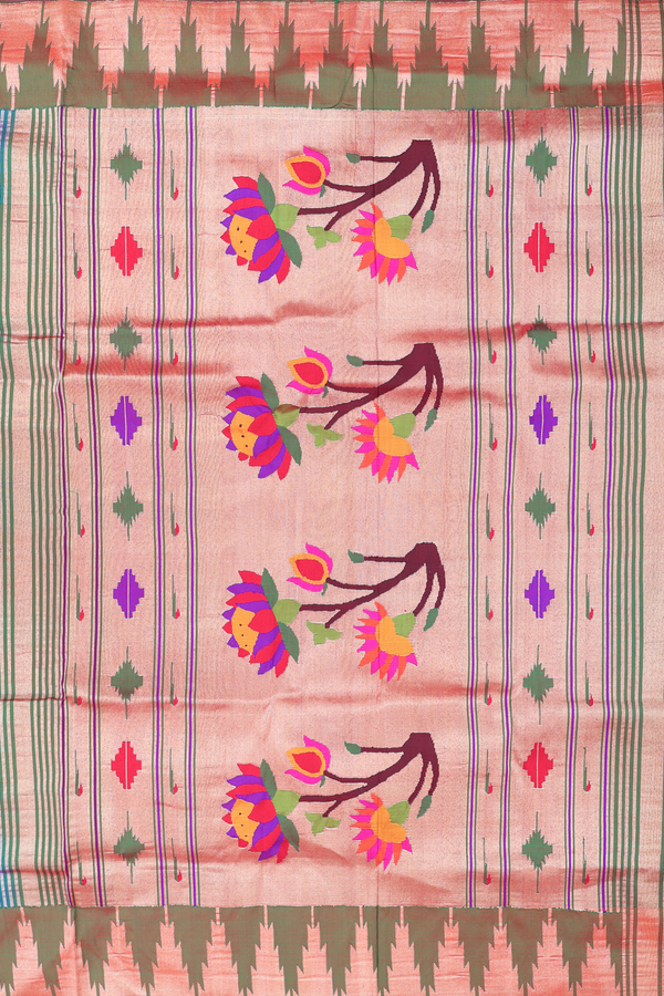 Paithani Silk Saree In Teal Blue With Polka Buttas