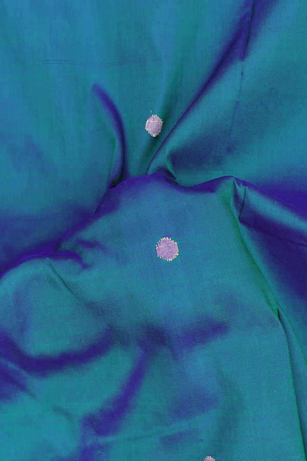 Paithani Silk Saree In Teal Blue With Polka Buttas