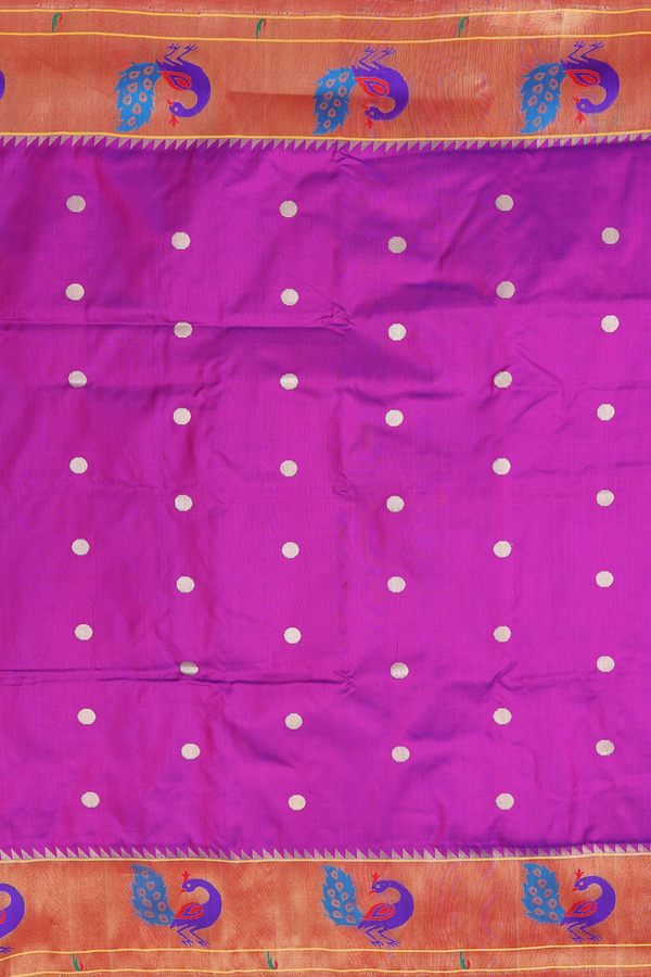Paithani Silk Saree In Purple With Polka Buttas