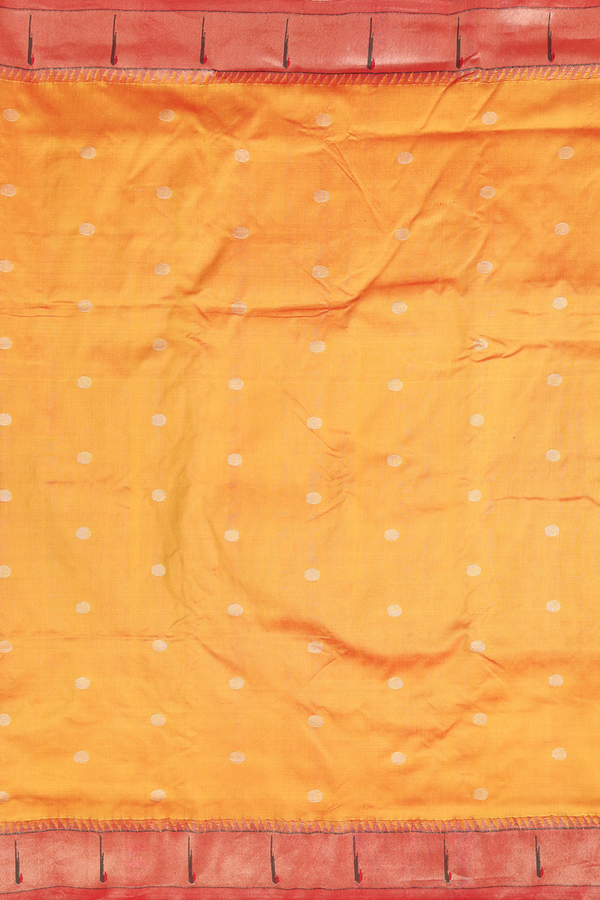Paithani Silk Saree In Yellow With Polka Buttas