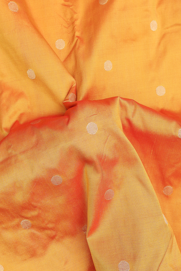 Paithani Silk Saree In Yellow With Polka Buttas