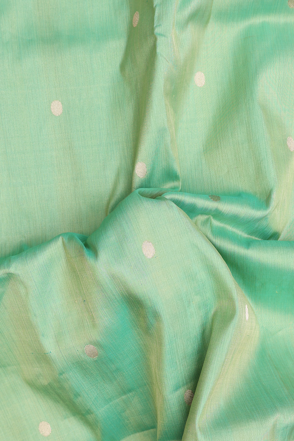 Paithani Silk Saree In Green With Polka Buttas