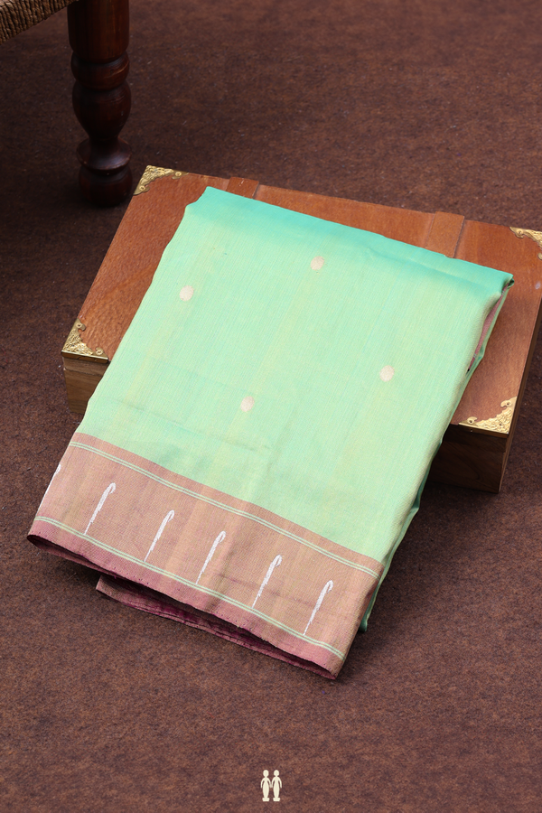 Paithani Silk Saree In Green With Polka Buttas