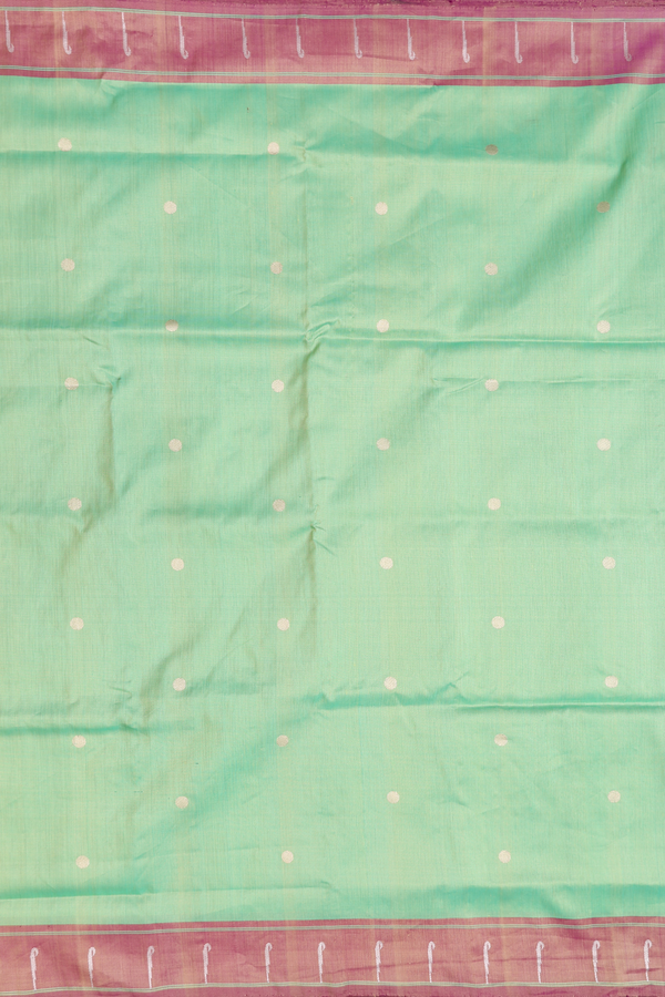 Paithani Silk Saree In Green With Polka Buttas