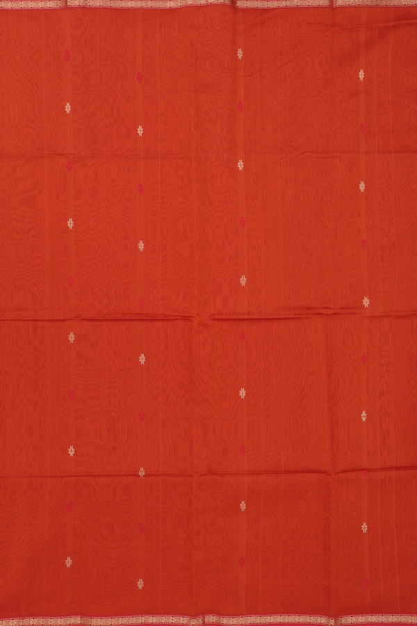 Maheswari Silk Cotton Saree Rust Orange With Floral Buttas