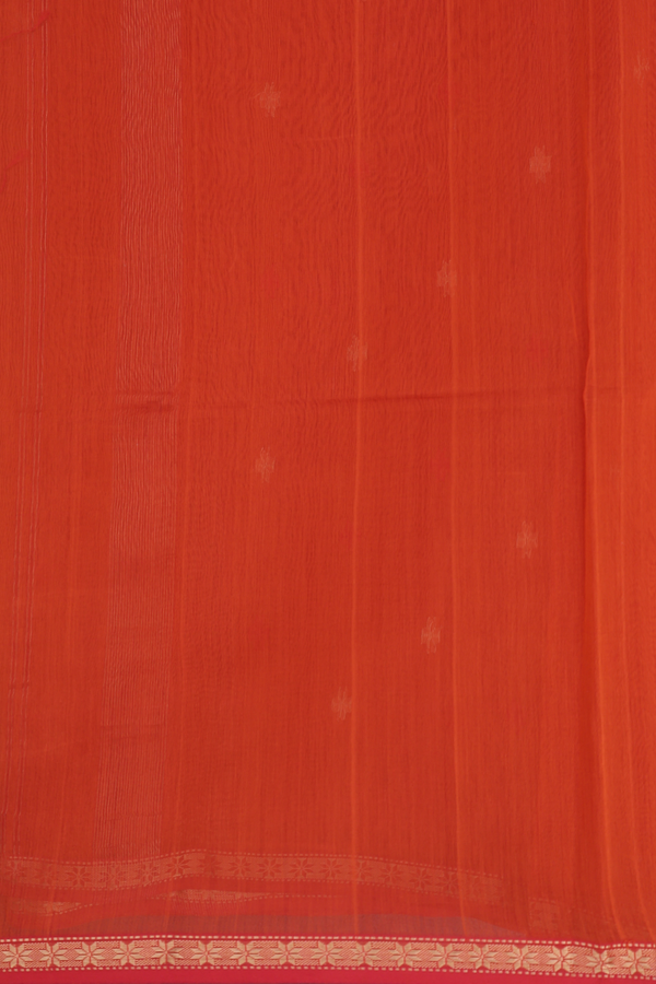 Maheswari Silk Cotton Saree Rust Orange With Floral Buttas