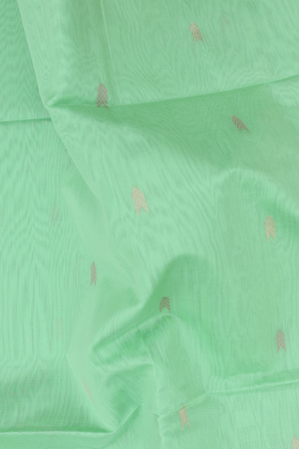 Maheswari Silk Cotton Saree In Green With Arrow Buttas