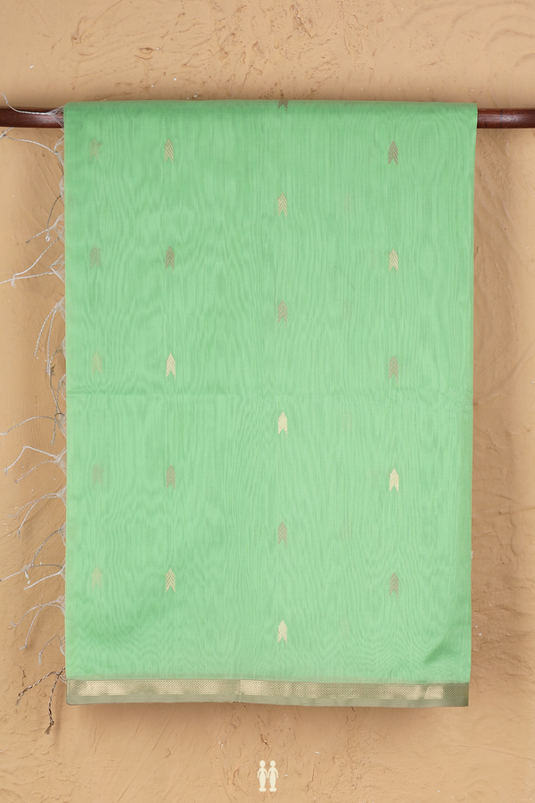Maheswari Silk Cotton Saree In Green With Arrow Buttas