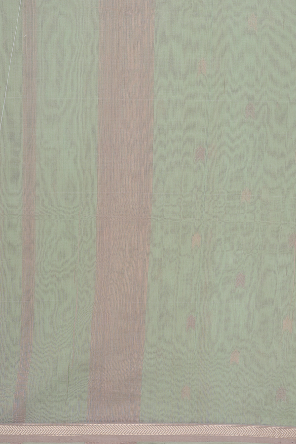 Maheswari Silk Cotton Saree In Mint Green With Zari Buttas