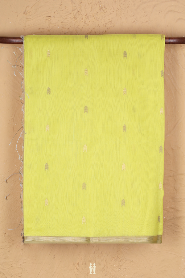 Maheswari Silk Cotton Saree Bright Yellow With Arrow Buttas