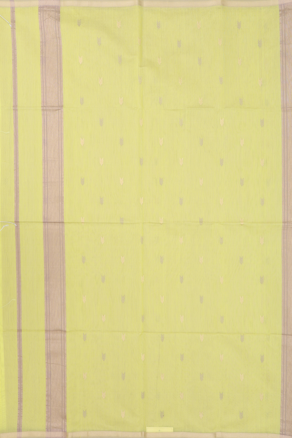 Maheswari Silk Cotton Saree Bright Yellow With Arrow Buttas
