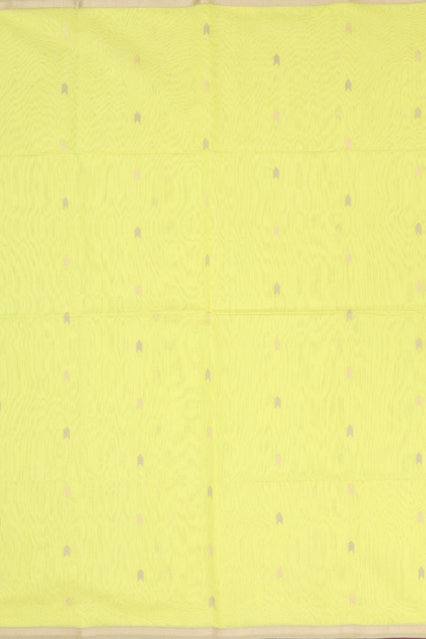 Maheswari Silk Cotton Saree Bright Yellow With Arrow Buttas