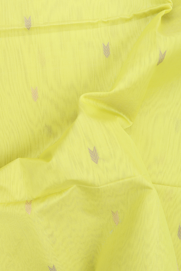 Maheswari Silk Cotton Saree Bright Yellow With Arrow Buttas